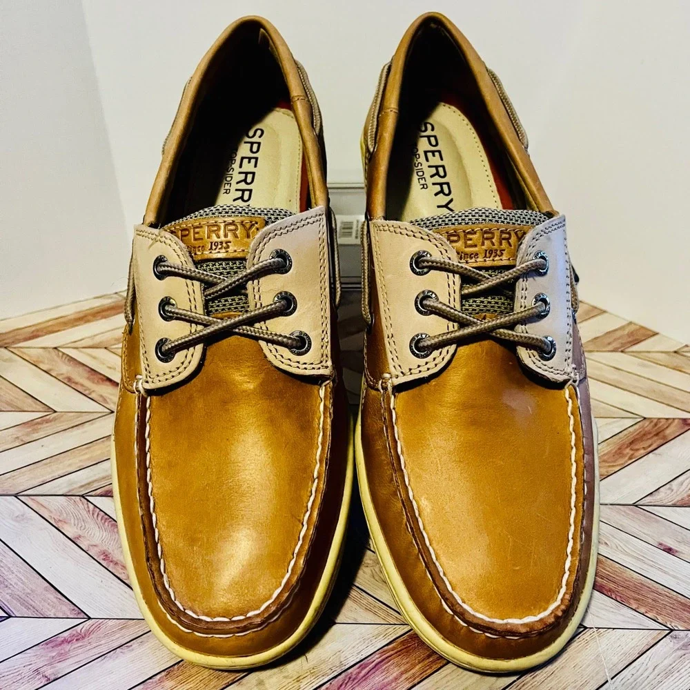 Sperry Top-Sider Billfish 3-Eye Boat Shoes Mens 10.5 Light Brown Leather 0799023